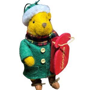 Winnie The Pooh Christmas Ornament 2003 Disney Fabric Sled Sledding 2000s Winter